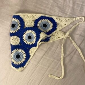 Crochet Bandana Headband, Hippie Triangle Head/Hair Scarf Boho Granny Core